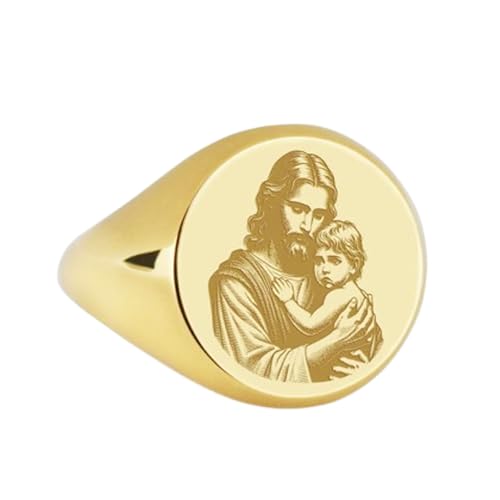 Chevalière ronde Jésus-Christ argent 925 et or pour homme