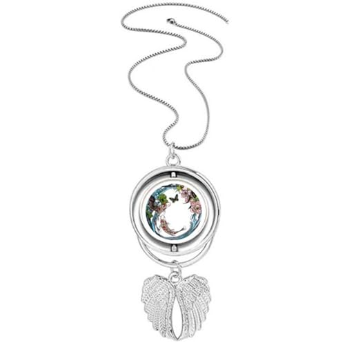 Collier ailes d'ange avec motif pivoine et lotus en argent pour femme