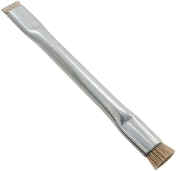 856 Double Ended Technical Cleaning Brush with 4-1/2" cad Plated Steel Handle, Horse Hair Bristles, 1/4" Length x 5/16" Width