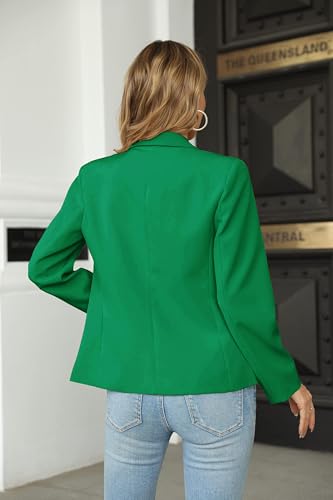 Cicy Bell Damska marynarka casual z długim rękawem, z rewerem, do biura, do pracy, kurtka blazer, zielony, M