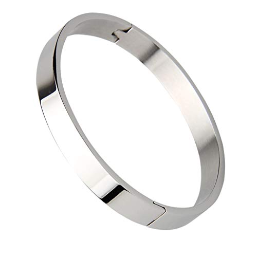 Generic Pulseira de Manguito de Superfície Lisa de aço Inoxidável Simples Pulseira Masculina de Meta