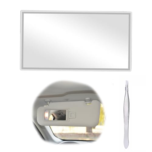 Espejo Retrovisor Interior Coche - Espejo de Automóvil para Visera, 15x8 cm, Incluye 1 Pinza Plana para Cejas, para Coche, Baño o Uso Diario