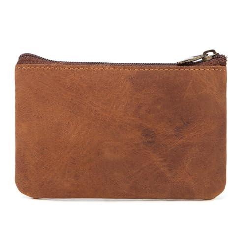 Leather Zipper Coin Purse Horsecowhide Coin Bag Car Key Bag Men Women Wallet(Black)3