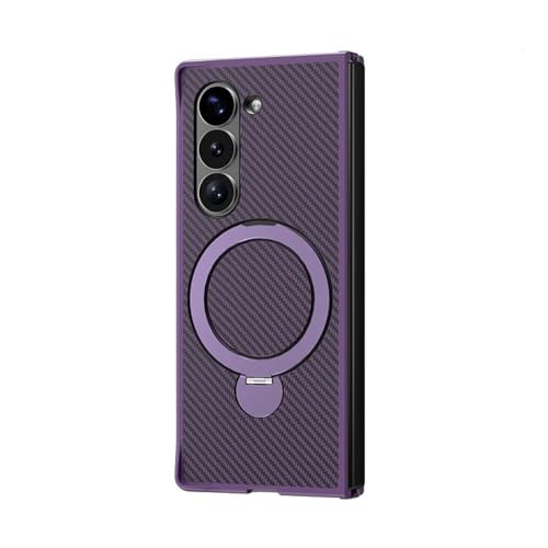 Coque Samsung Galaxy Z Fold4 violette carbone rigide avec bague support
