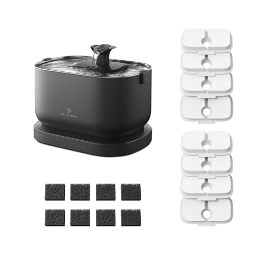 Image of Bundle of PETLIBRO Cat Water Fountain, Cordless Pet Water Fountain Battery Operated+8 Packs Replacement Filters for Dockstream Cat Water Fountain WF005 WF115 WF105, 4 Months Set of Replacement Filters