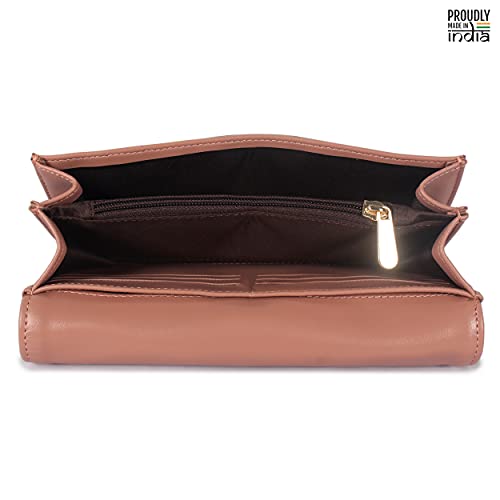 Image of The Clownfish Laura Collection Womens Wallet Clutch Ladies Purse with Multiple Card Slots (Apricot)