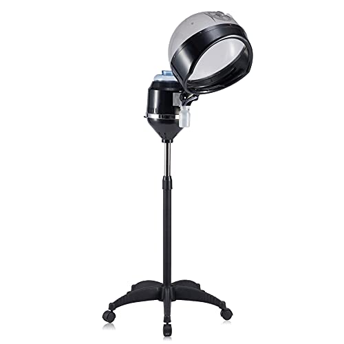 CO-Z Professional Hair Steamer with 5 Casters, Rolling Color Processor and Steam Hydration Machine for Hair Treatment, Adjustable Height Hooded Beauty Salon Steamer for Home Barbershops Spas