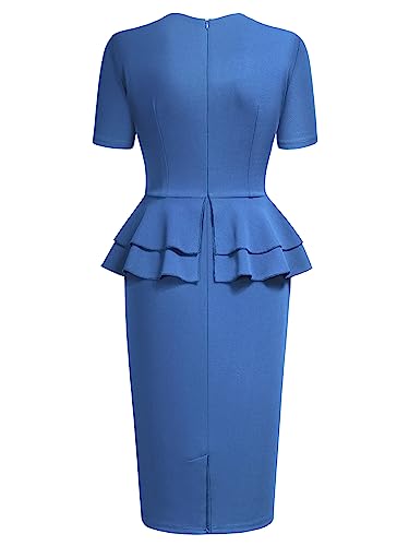 Image of AISIZE Women's 1940s Vintage Square Peplum Bodycon Cocktail Dress