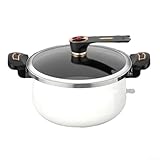 Feeshoppher Ollas de sopa de 5L/7L olla a presión esmaltada de doble mango olla de cocina antiadherente de gran capacidad para estufa de gas e inducción, olla multifunción para cocinar al vapor (7 L
