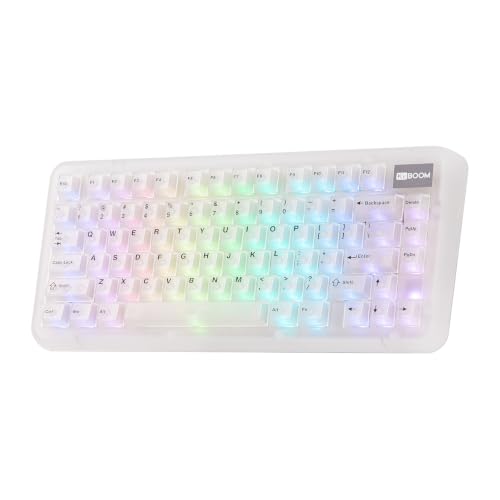 Image of KiiBoom Phantom81 Lite 75% Gasket Mechanical Keyboard, QMK&VIA Programmable, 3 Modes Wireless Gaming Keyboard, RGB Backlights, ABS Case, Hot-Swappable for Windows /Mac /Linux (Clear)