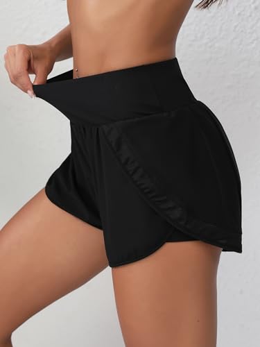 Image of ATTRACO Women Swim Shorts Side Split Swim Trunk 2 in 1 Board Shorts with Pockets Swim Bottom