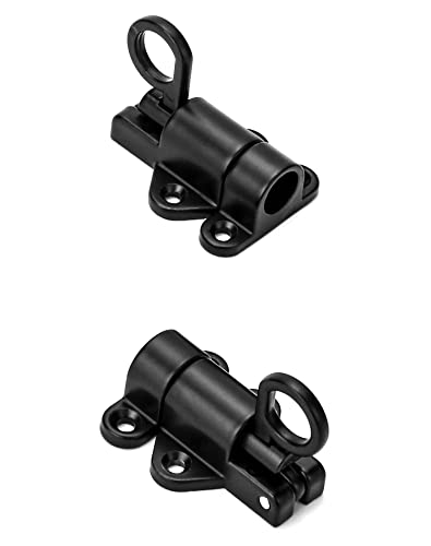 QWORK® 2 Stück Spring Riegelschloss, Automatische Verriegelung Schlossriegel mit Schrauben, Geeignet für Holztüren, Schranktüren, Balkontüren, Gartentüren, Fenster (Schwarz)