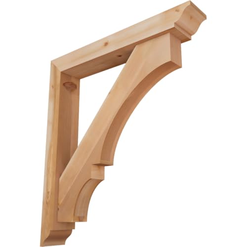 Ekena Millwork BKT0604X34X38BOA01SWR Balboa Traditional Smooth Bracket w/Offset Brace, 34"D x 38"H, Western Red Cedar