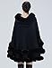 SUFCOMOU Women Hooded Poncho Cape Faux Fur Shawl Wrap with Fur Trim Sleeveless Cardigan Dressy Cloak Fashion Tops Coat (Black)