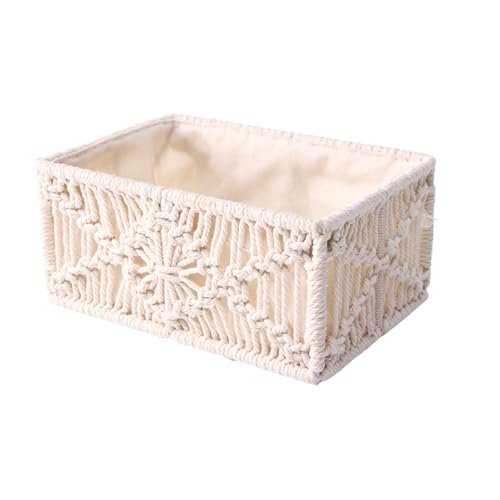 Contenedores de macramé con forro de tela decorativos estilo costero boho 2