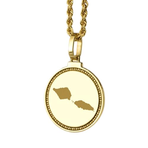 LKBEADS Pendentif rond en argent sterling 925 gravé d'une carte des Samoa (25 mm), plaqué or, bijou de voyage unisexe | LK_EGMP_0040