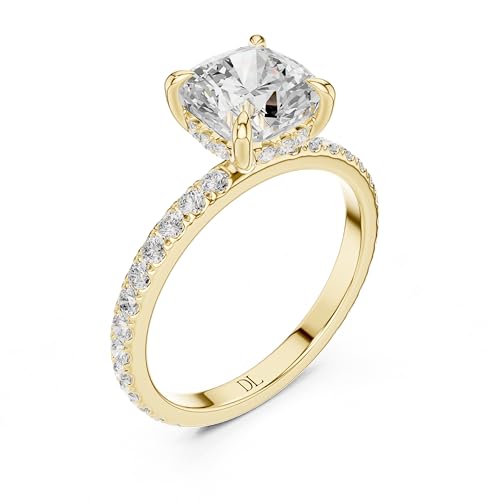 DIAMSLAND 3 Carat Cushion Lab Grown Diamond Ring