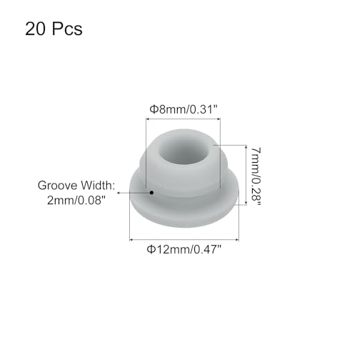 Image of MECCANIXITY 20pcs Silicone Snap in Locking Hole Plugs,8mm /0.3 Inch Mounting Diameter Narrow Groove Width 2mm Panel Seal Cover Round for Kitchen Bulkheads Waterproof Sealing Plugs Grey