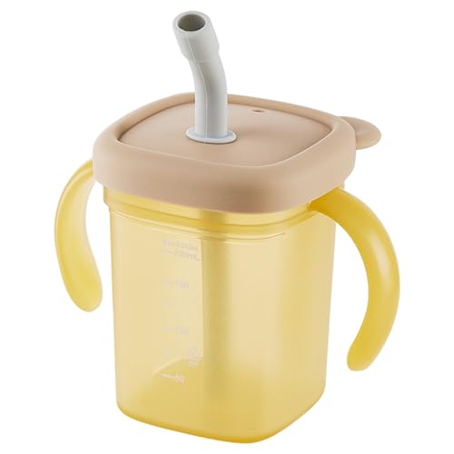 Hperu Vaso para sorber, vaso para adultos a prueba de derrames de 310 ml con asa doble de pajita para pacientes ancianos discapacitados - Sippy para adultos
