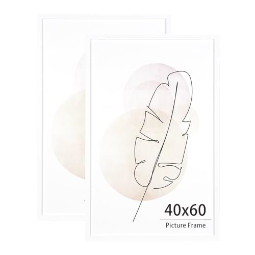 KAIWIN Bilderrahmen für Wand und Schreibtisch Weiß 40 x 60 cm 2 Stück aufhängen Benutzt für Wohnzimmer Schlafzimmer Arbeitszimmer für Fotos Kunstwerke und Poster