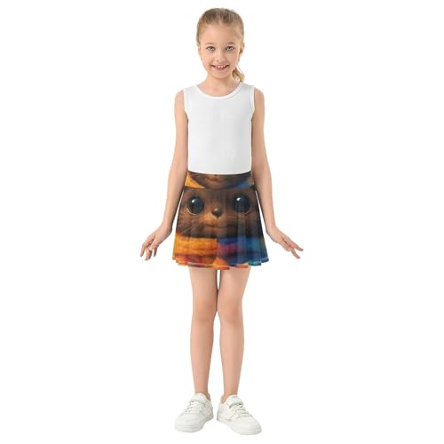 Tennis Skirts for Kids Cute Furry Creature Round Ears Girls' Shorts Athletic Skorts Custom Pleated Skort 4t3