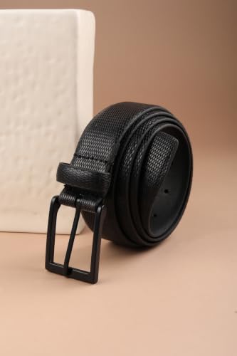 Image of Louis Philippe Men's 100% Embossed Italian Leather Zinc Alloy Buckle Formal Profile Belt