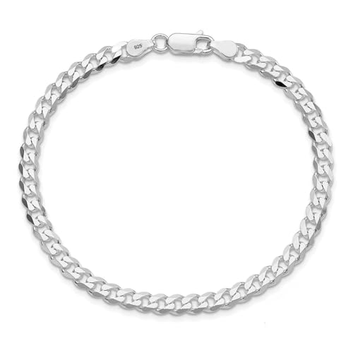 Image of TRUESILVER ACPL Solid 925 Sterling Silver Curb Chain Bracelet | Lightweight Italian Diamond-Cut 4.5MM Cuban Link Curb Chain Bracelet for Men(6.5, 7, 7.5, 8, 8.5 & 9 Inches)