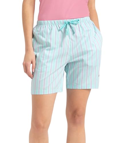 Image of Jockey RX15 Women's Super Combed Cotton Woven Relaxed Fit Checkered Shorts with Side Pockets (Prints May Vary)