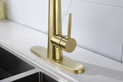 Robinet de cuisine doré extractible monotrou pour évier moderne - 3