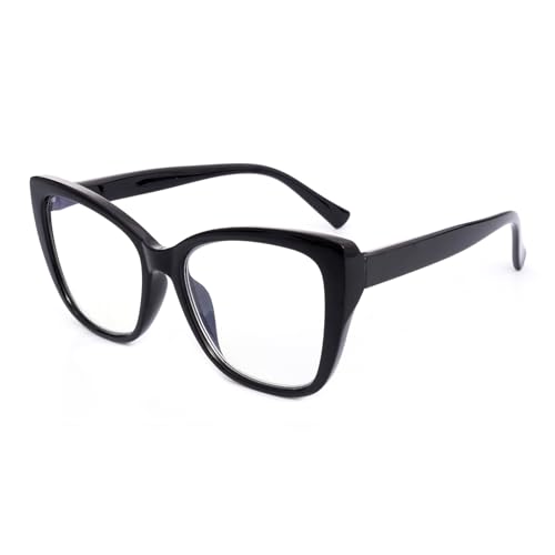 Image of OKH Cat Eye Blue Light Blocking Glasses for Women – Stylish Oversized Computer Glasses, Anti-Glare Clear Lens Eyewear, UV400 Protection (Black)
