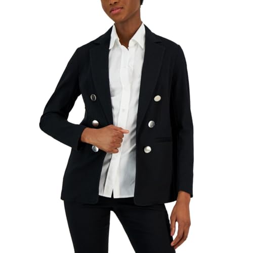 Image of Anne Klein CITY DENIM FAUX DOUBLE BREASTED PATCH PO