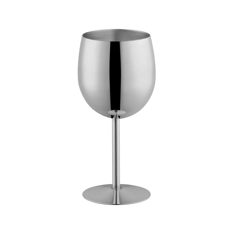 BISDARUN White Wine Glasses Set of 2 Red Wine Goblets 18/8 Stainless Steel 350ml Metal Goblet Glasses for Cocktail Champagne Whiskey Beer (Silver) - Image 3