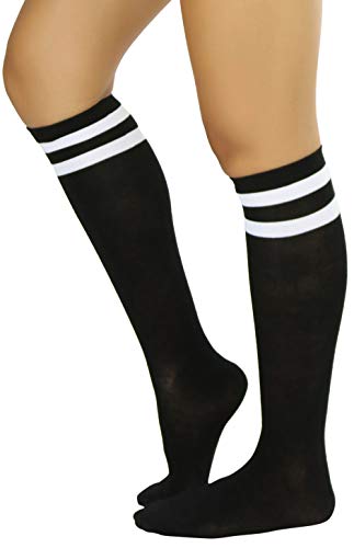 Image of ToBeInStyle Women's Knee High Socks with Striped Top