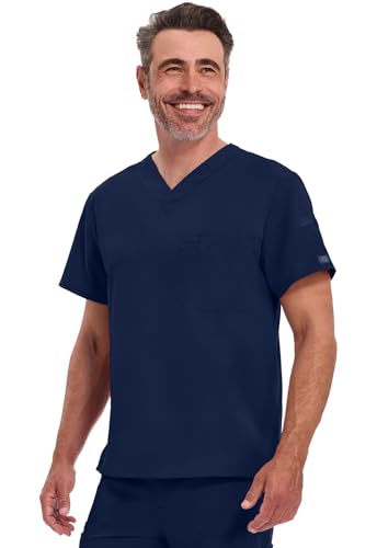 Image of Dickies EDS Essentials Scrubs for Men V-Neck 360 Stretch Medical Scrub Top | Relaxed Fit, 2 Pocket Design, 360 Stretch, Moisture Wicking Fabric, Durable Construction, Side Vents, Easy Care