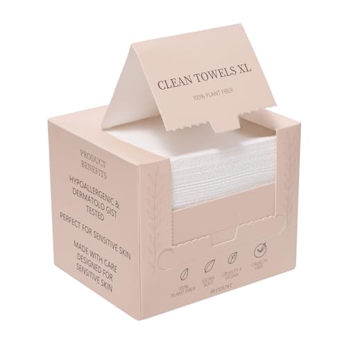 Velquinn Ultra Soft Face Towels, 100% Organic, Biodegradable, Hypoallergenic, Dermatologist Tested, 50 Count