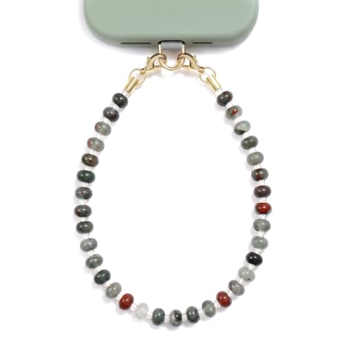 Image of POSADINA Natural Stone Phone Charm, Beaded Healing Phone Wrist Strap, Handmade Cellphone Chain Lanyard with Tether Tab
