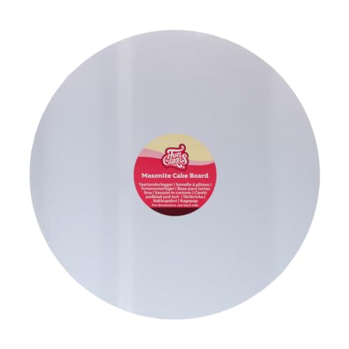 FunCakes Masonite Cake Board Rotondo Ø25 cm - Bianco Cake Board rotondo, Base per presentare le torte, qualità, Aspetto lussuoso, 1 pezzo