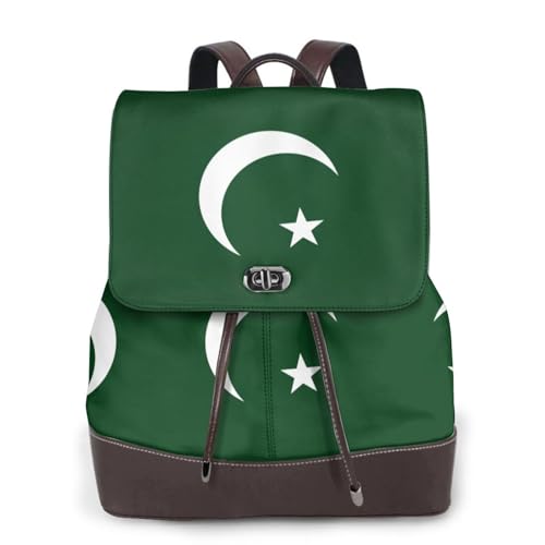 Sac à dos en cuir imprimé drapeau du Pakistan pour femme, sac de voyage noir chic de travail