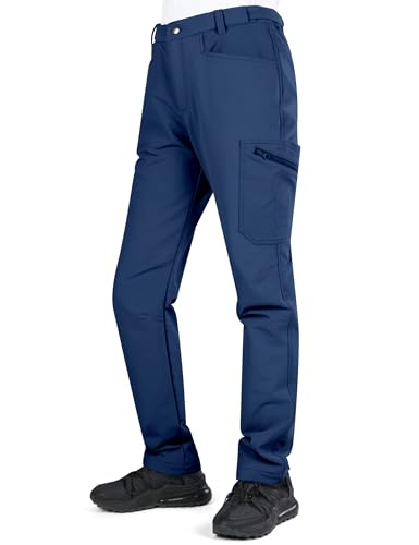 KUTOOK Pantalon Trekking Mujer Invierno Montaña Senderismo Cargo Softshel Impermeable al Aire Libre squí Moto Bicicleta Ligero Azul Marino M