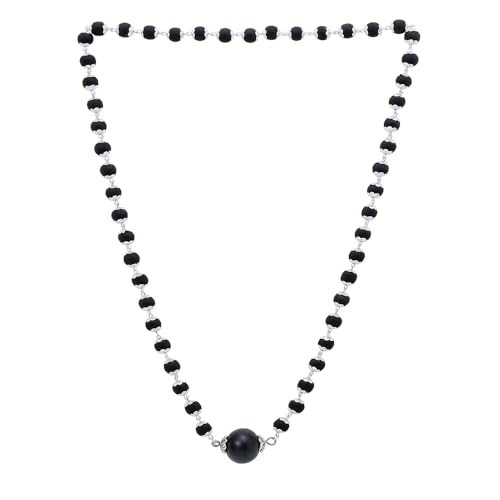 Image of Divine Hindu Karungali Mala with Silver Coated cap and larger bead Mala | Ebony Wood for Spiritual Healing,Protection & Meditation| Handcrafted Authentic Jewelry for Men & Women | Certified