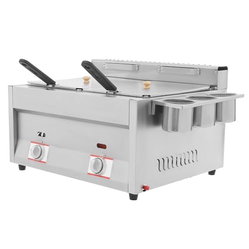 Jinhzixiu Commercial Deep Fryer With Basket Stainless Steel Double Deep Fryer Gas Deep Fryer Countertop Deep Fryer Wth Lid And 2X6.34 Qt Tank Adjustable Firepower For Restaurant thumb #6