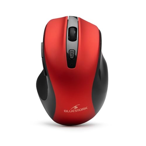 Bluestork M-WL-OFF75 - Souris sans Fil Double connexion : Bluetooth & USB 2.4 Ghz - sans fil Rechargeable, Ambidextre, Ergonomique - silencieuse pour PC/MAC – New (Rouge)