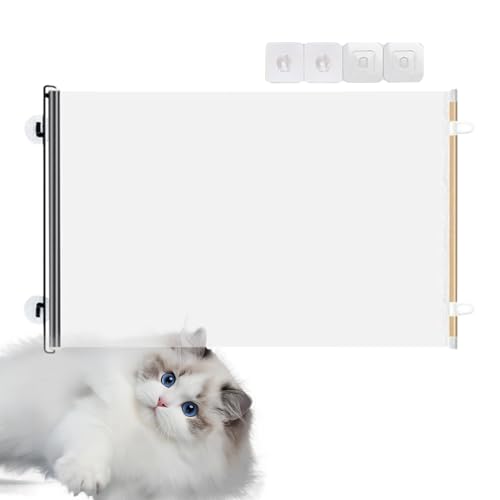 puertaRetráctil para Cachorros – puertapara Perros Ampliable de 80x140 cm, Barrera de Seguridad de PVC para Entradas, Instalación sin Perforaciones | Parque para Mascotas para Gatos, Perros y niños
