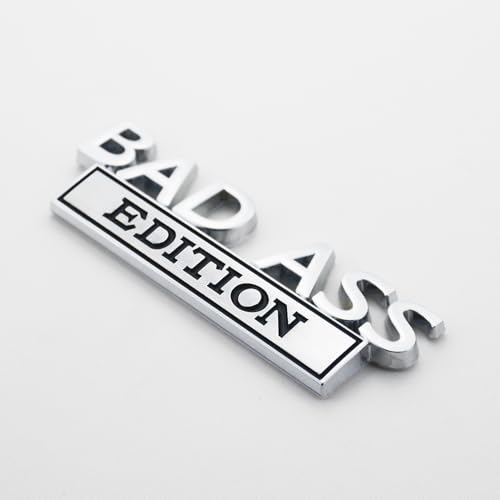 Image of 2Pc Bad Ass Edition Emblem 3D Badge Stickers with Double Tape for Cars, Trucks, Motorcycles, Boats (Chrome Black)