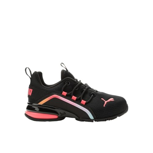 Image of PUMA Kids Boys Axelion Mesh Printed Fade Lace Up Sneakers Shoes Casual - Black, White