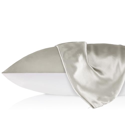 LILYSILK 1PC Silk Pillowcase for Hair and Skin 19 Momme Mulberry Silk Pillow Sham Cover with Cotton Underside Soft Hypoallergenic Silk Bed Pillow Case with Hidden Zipper(Standard 50x75cm