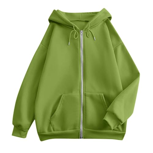 OIOLOYJM Zipper Hoodies for Women Long Sleeve Oversized Sweatshirts Y2k Drawstring Soft Jacket 2025 Fall Fashion with Pockets