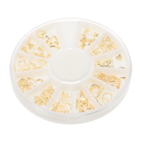 SEWOART 120Pcs Metallic Nail Studs Rose Gold Mixed Shapes Including Oval Circle Square Triangle for Nail Art Decoration for Manicure and Nail Design