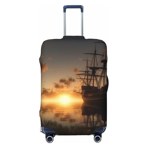Housse de protection pour bagages motif bateau lac coucher de soleil valise 18-28 pouces