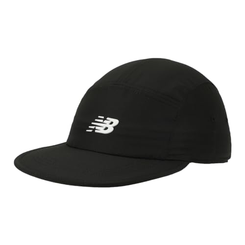 New Balance Adult Unisex Black Lightweight 5-Panel Camper Adjustable Flat Bill Running Hat
